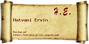 Hatvani Ervin névjegykártya