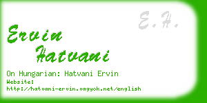 ervin hatvani business card